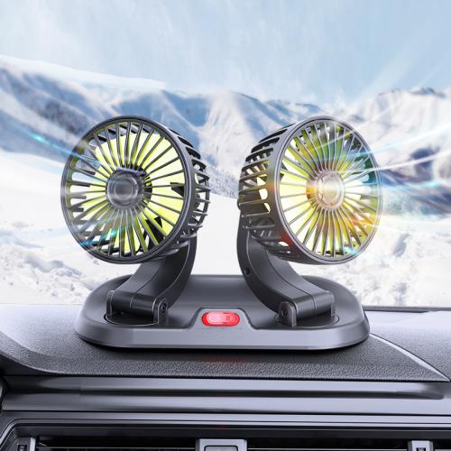 Summer New Car Mounted Home Use Dual Head Fan Adjustable Mini Small Fan