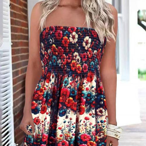 Polyester Slim Tube Top Dress & off shoulder printed PC