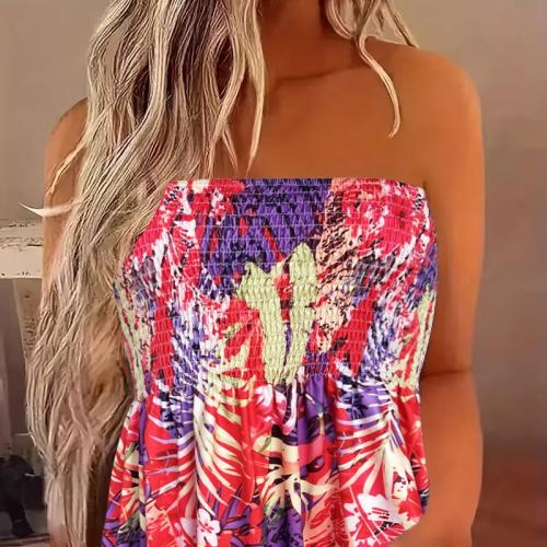 Polyester Slim Tube Top & off shoulder printed mixed colors PC