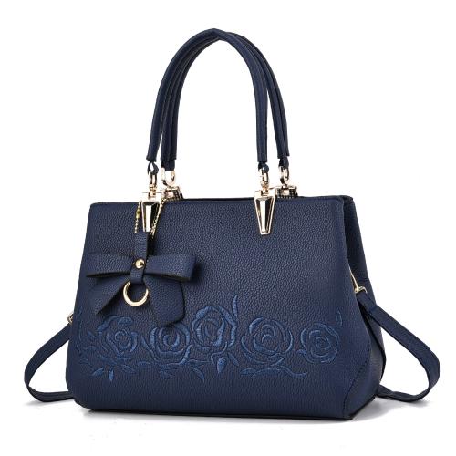 PU Leather Easy Matching Handbag large capacity & attached with hanging strap floral PC