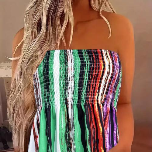 Polyester Tube Top, Gedruckt, Gestreift, gemischte Farben,  Stück