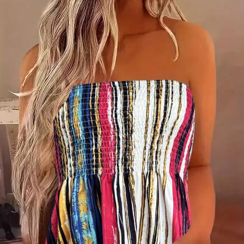 Polyester Tube Top Afgedrukt Striped gemengde kleuren stuk