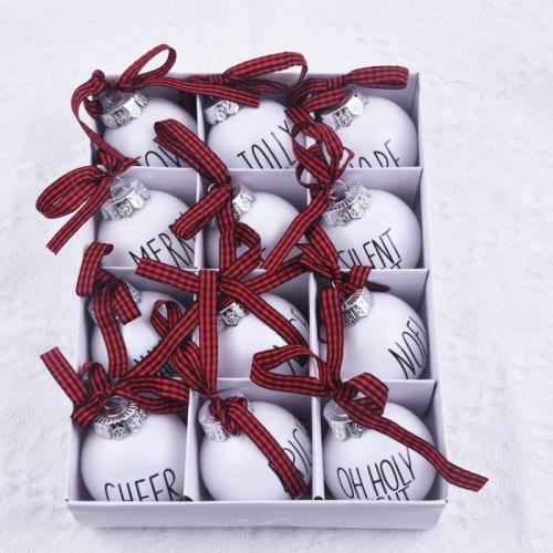 PVC Christmas Decoration Balls letter white Box