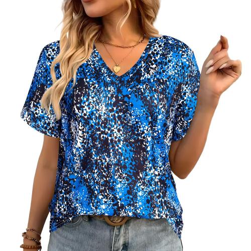 Polyester Plus Size Women Short Sleeve T-Shirts printed mixed colors PC