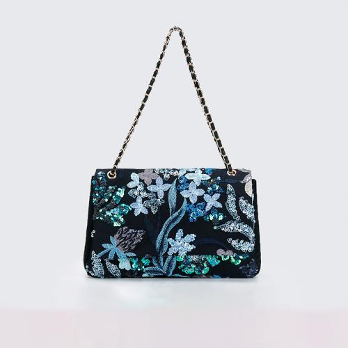 New Women's Embroidered Sequins Evening Bag Flannelette Crossbody Bag