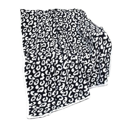 Thickened Soft Plush Leopard Print Half-flocking Casual Blanket Office Nap Blanket