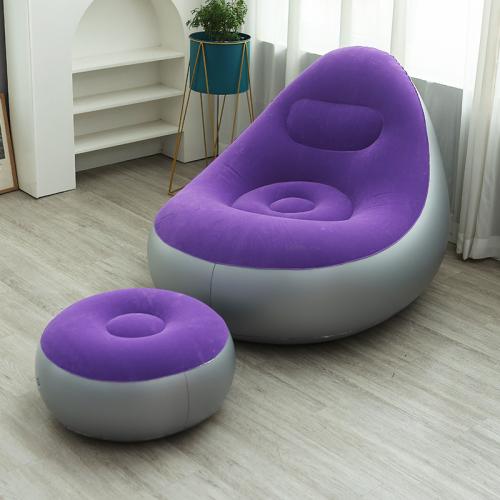 New Inflatable Sofa with Foot Pump PVC Flocking Lazy Sofa Foldable