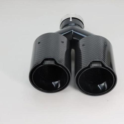 Dual Car Carbon Fiber Exhaust TWIN End Tips Tail Pipe for BMW 63mm In 101MM Out