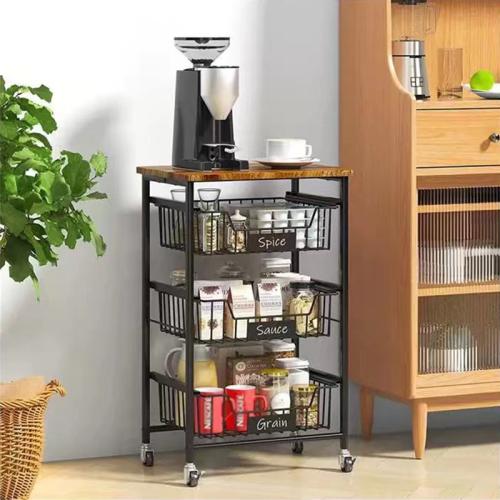 Carbon Steel Shelf Cart with pulley top plate storage cart