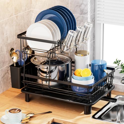 Countertop Sink Storage Rack Dishes Drain Rack Double-Layer Kitchen Drain Rack