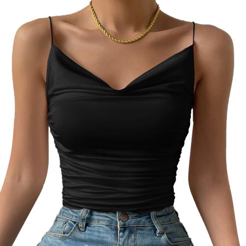 Popular slim swing collar knitted high elastic sling top