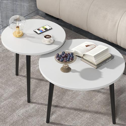 White Small Wooden Table Home Coffee Table Balcony Simple Round Table Side Table