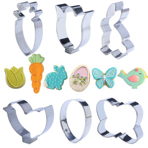 Cross-border Hot Easter Cookie Mold Stainless Steel Cookie Cut Rabbit Egg 6-piece Baking Cake Mold