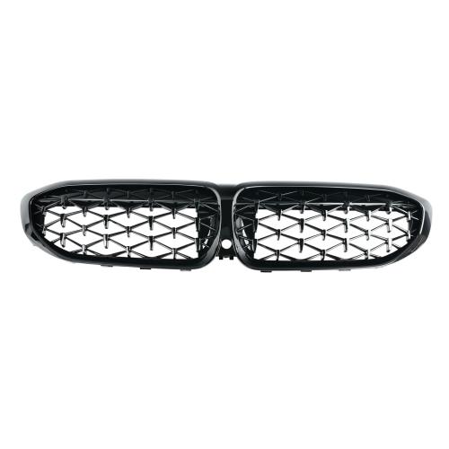 Glossy Black Front Kidney Diamond Grill Grille for 2019-2022 BMW G20 330i M340i