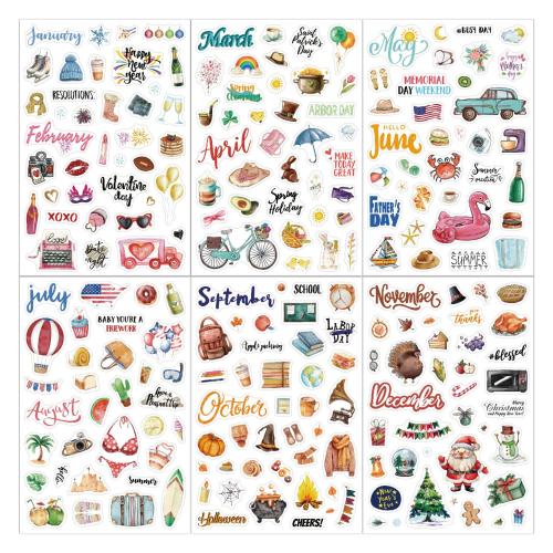 Cross-border New Products 210 Holiday Season Plan Sticker Sticker Daily Theme Planning Sticker Notebook Sticker Creative