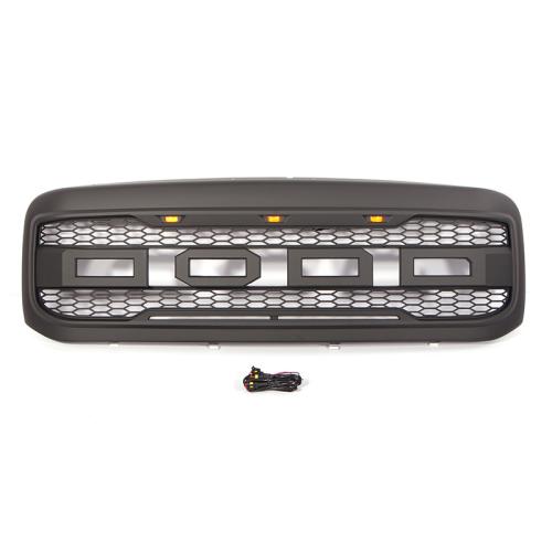 Front Grille For 2005-2007 Ford F250 F350 Super Duty Raptor Grill w/LED Black