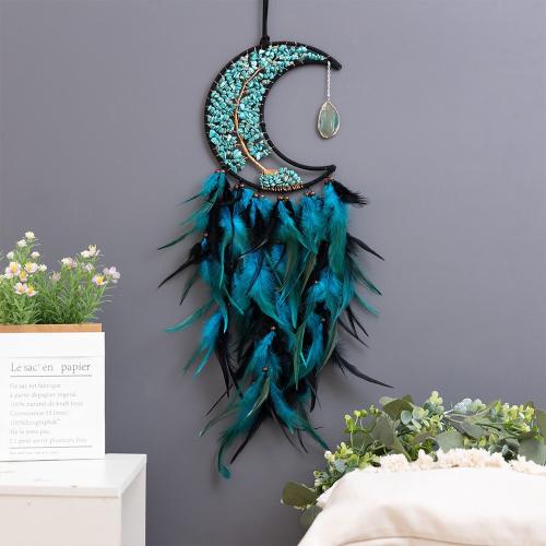 Copper Wire & Gemstone & Feather Dream Catcher Hanging Ornaments for home decoration PC