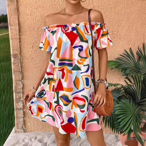 Summer New Elegant Women's Tropical Printed Off-Shoulder dress