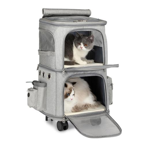 Double Layer Carrier Outdoor Travel Cat Carrier Foldable Pet Box