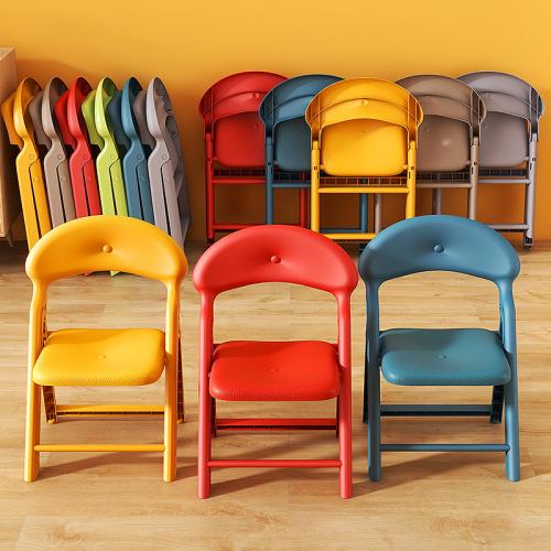 Portable Folding Backrest Chair Plastic Small Stool Thickened Household Chair