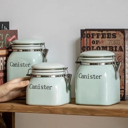 Storage Jar Snack Storage Grain Ceramic Sealed Jar for Nuts Coffee Bean Storage Jar for Kitchen