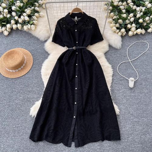 Polyester High Waist One-piece Dress & hollow PC