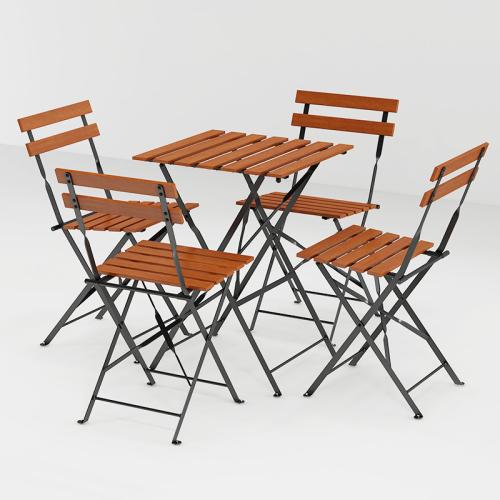 Wood & Iron Concise & foldable Table and Chair Set portable PC