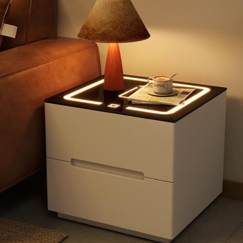 Bedside Table New Style with Light Solid Wood Simple Bedside Cabinet Small Ultra-narrow Cabinet