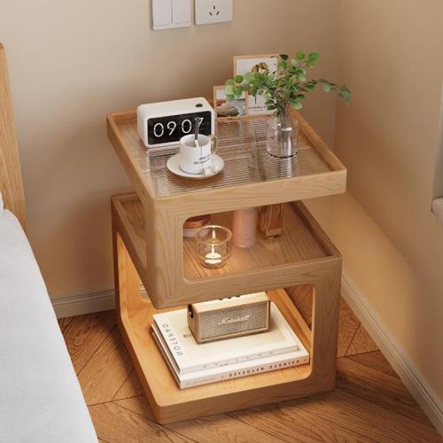 Solid Wood Bedside Table Modern Simple Storage Cabinet for Bedroom