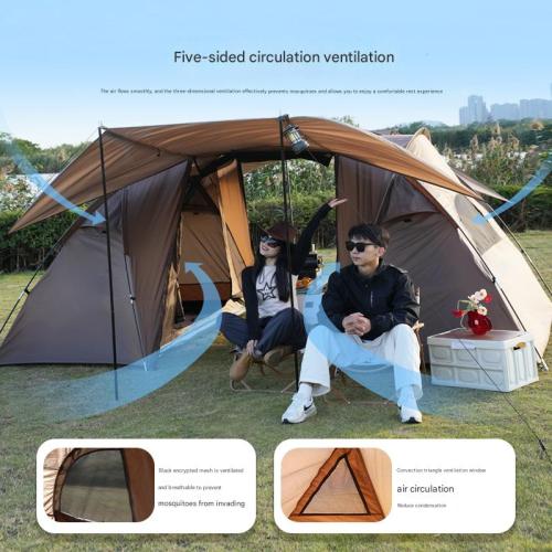 Outdoor camping tent 3-4 people windproof and rainproof large space tent