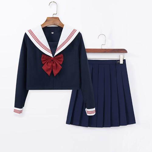 Polyester Slim Two-Piece Dress Set  Navy Blue PC