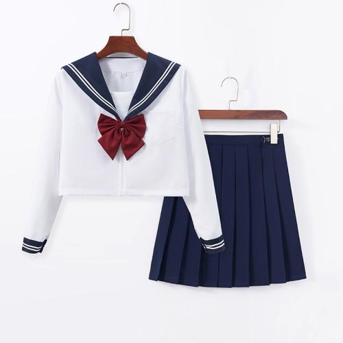 Polyester Slim Two-Piece Dress Set  Navy Blue PC