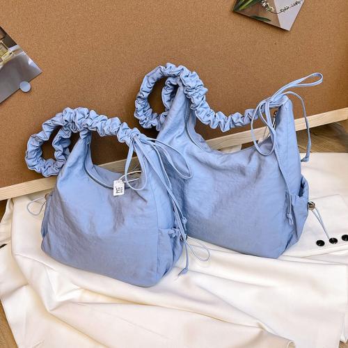 Trendy Pleated Shoulder Bag Solid Color Simple Style Underarm Bag