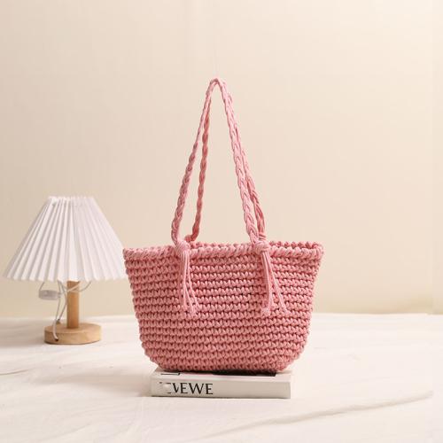 Tassel Shoulder Cotton Woven Bag New All-match Solid Color Straw Woven Bag