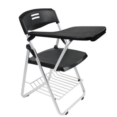 Simple plastic backrest office foldable chair with writing board conference chair