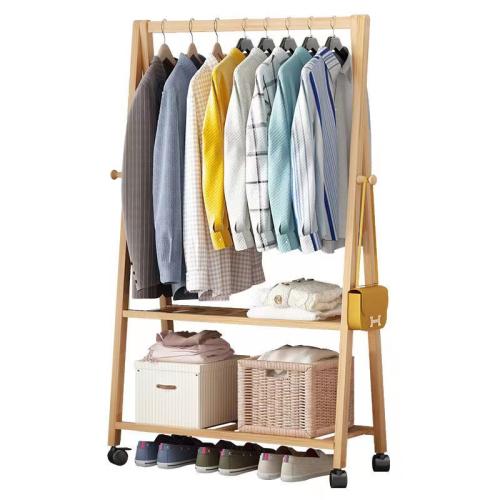 Floor-standing Hat Rack Home Use Multi-functional Clothes Hanger Wood Clothes Rack