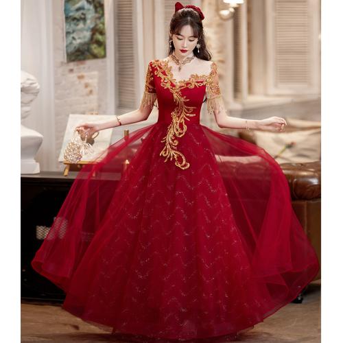 Polyester Robe de soirée nuptiale Rouge pièce