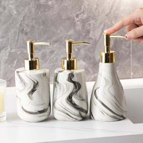 Simple Marble Pattern Ceramic Hand Soap Body Soap Shampoo Lotion Bottle