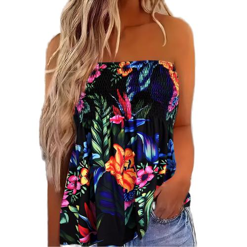 Polyester Tube Top Afgedrukt Bloemen gemengde kleuren stuk