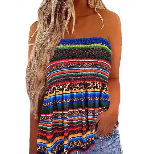 Polyester Slim Tube Top & off shoulder printed mixed colors PC