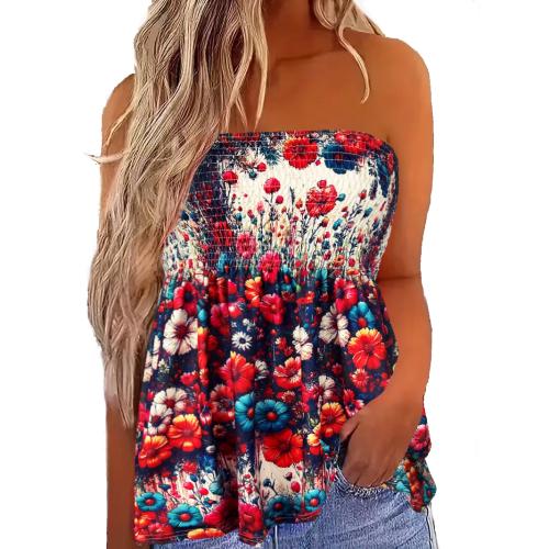 Polyester Tube Top Imprimé Floral couleurs mixtes pièce