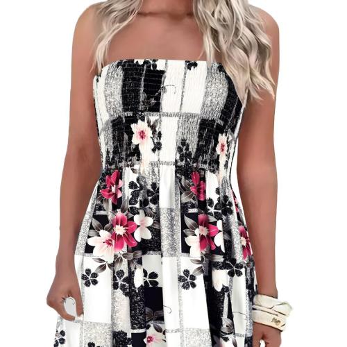 Polyester Slim Tube Top Dress & off shoulder printed PC