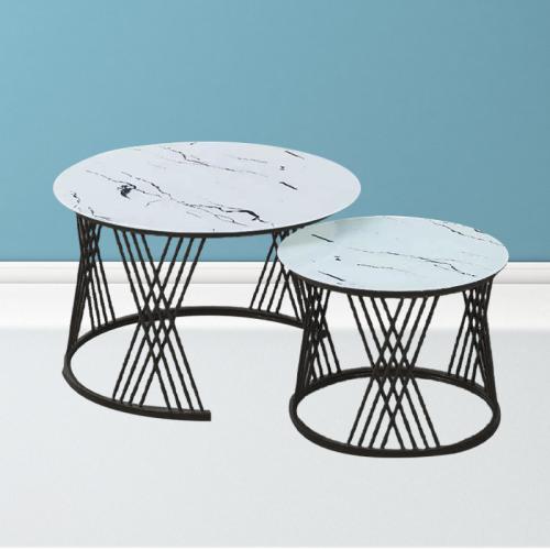 Glass & Iron Tea Table two piece PC