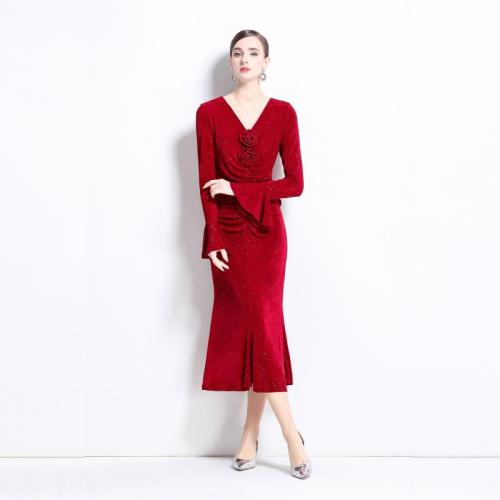 Polyester One-piece Dress red PC