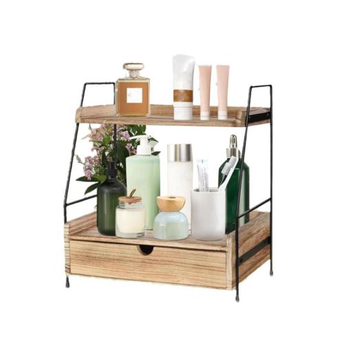 Wooden Double-layer Desktop Storage Rack Kitchen Condiment Storage Rack