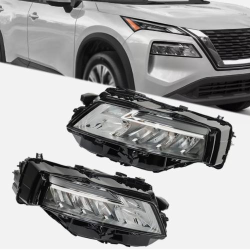 Headlights For 2021 2022 2023 Nissan Rogue LED Headlamps Chrome Left+Right Side