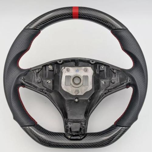 Real Carbon Fiber Steering Wheel Red Ring for Tesla Model X Model S NEW