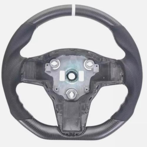 Real Carbon Fiber Matte Flat Steering Wheel For Tesla Model 3 Model Y