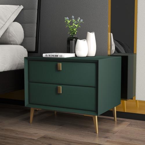 Bedside Table Full Solid Wood Leather Simple Modern Mini Bedside Cabinet