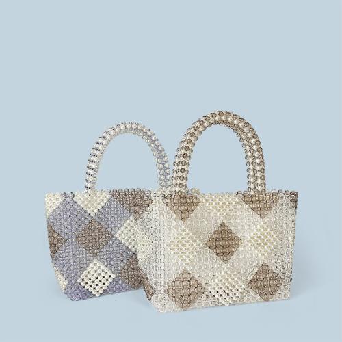 New All-match Diamond Pattern Hand-woven Women's Bag Basket Beaded Bag